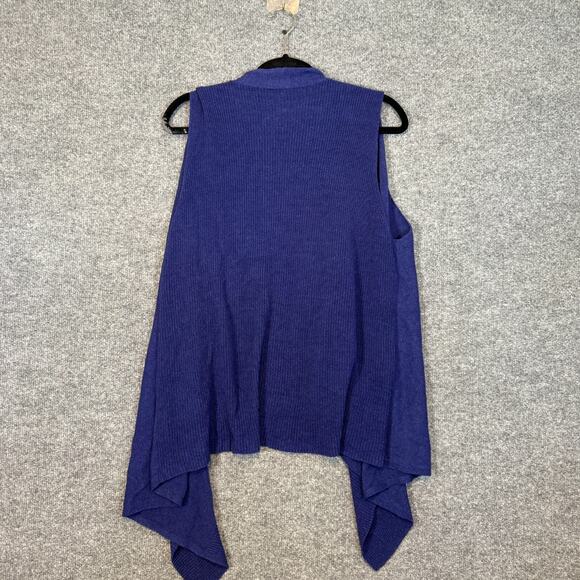 Eileen Fisher Sweater Womens 1X Blue Silk Cotton Sleeveless Cardigan Plus Size - Picture 9 of 10